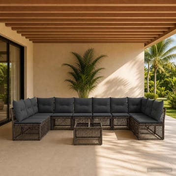 vidaXL Tuinbank Set 11 st Grijs poly rattan, Verzenden