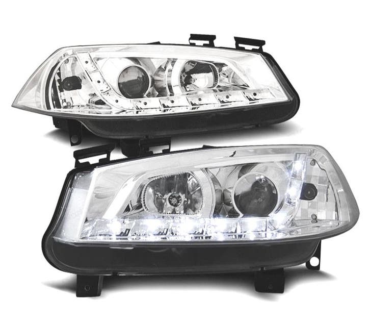 PHARES POUR RENAULT MEGANE 02-05 DAYLIGHT LED FOND CHROMÉ, Autos : Pièces & Accessoires, Éclairage, Envoi