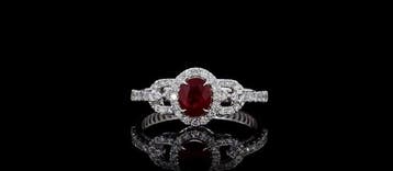 Ring - 14 karaat Witgoud - 1.39ct. tw. Robijn - Diamant, Nieuw