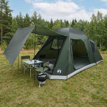 vidaXL Huisje Tent met dak Legergroen 8-persoons Polyester, Verzenden, Nieuw