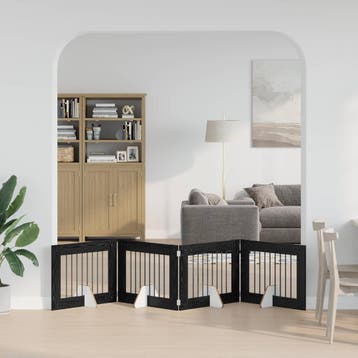 vidaXL Opvouwbaar hondenhekje met standaards 4 st Zwart, Animaux & Accessoires, Verzenden