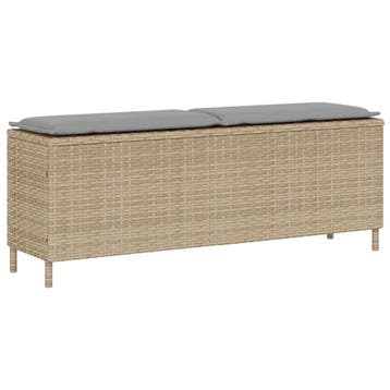 vidaXL Tuinbank met kussen 110x30x40,5 cm poly rattan beige, Verzenden