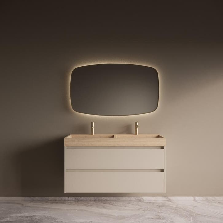 Badmeubelset Riga Travertin met Wastafel 120 cm Kasjmier, Doe-het-zelf en Bouw, Sanitair, Bad, Nieuw, Ophalen of Verzenden