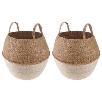 vidaXL Plantenpot met handvatten 2 st Wit Ø 32 x 32 cm 100%, Verzenden