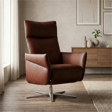 Leren relaxfauteuil Ease - Granada Cognac (donkercognac) -, Nieuw, Ophalen of Verzenden, 50 tot 75 cm, Industrieel, Modern