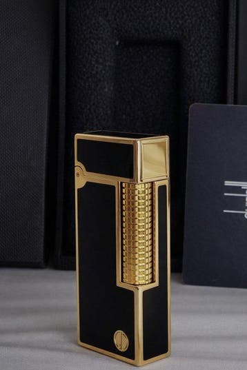 Dunhill - Briquet de poche - Laque chinoise, Plaqué or