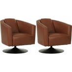 Set van 2 Leren draaifauteuils Press - Massif Armagnac, Nieuw, Ophalen of Verzenden, 50 tot 75 cm, Leer