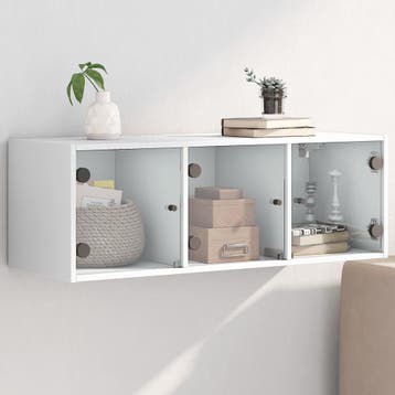 vidaXL Wandkast met glazen deuren 102x37x35 cm wit, Huis en Inrichting, Verzenden, Nieuw