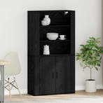 vidaXL Highboard Zwart Eiken 80 x 33 x 150 cm Bewerkt hout, Verzenden, Nieuw