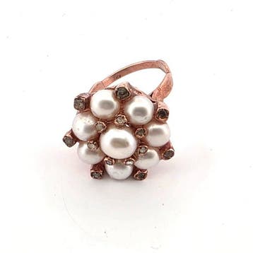 Zonder minimumprijs - Ring - 9 kt. Roségoud, Zilver Parel -, Handtassen en Accessoires, Nieuw
