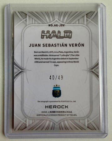 HEROCK Halo Juan Sebastián Verón 40/49 Gesigneerde kaart,, Nieuw