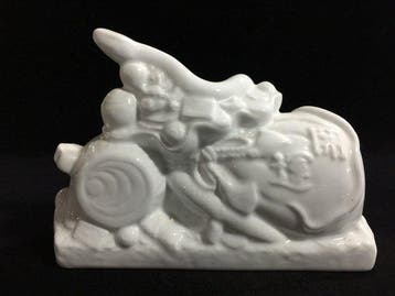 Japanese Takahama Ware White Ceramic Daikoku Lucky Bag &