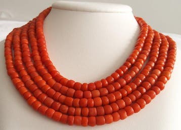 Collier - 14 carats Or jaune - corail rouge, Bijoux, Sacs & Beauté