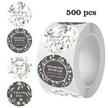 Sluitstickers Thank you Botanisch rond etiket rol 500 labels
