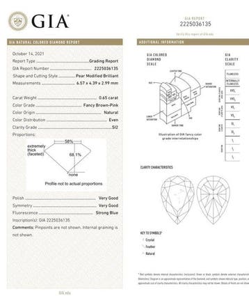 1 pcs Diamant (Natuurlijk gekleurd) - 0.65 ct - Peer - Fancy, Nieuw