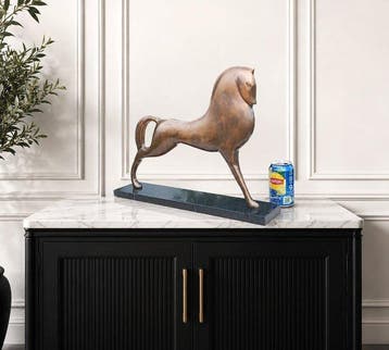 Sculpture, Tijdloos brons paardenbeeld op marmer sokkel - 38