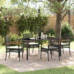 vidaXL Tuin Eettafel Set met kussen 5 pcs Zwart Rattan, Verzenden, Nieuw