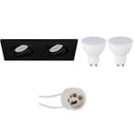 LED Spot Set 6W - Kantelbare, Dimbare Mat Zwarte Inbouwspot, Verzenden, Nieuw