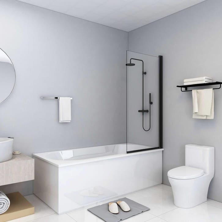 vidaXL Douchewand 68x130 cm ESG zwart, Bricolage & Construction, Sanitaire, Envoi