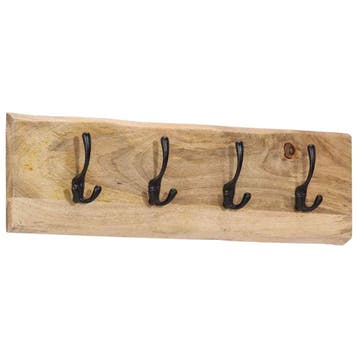 vidaXL Wandkapstok met 4 haken massief mangohout, Huis en Inrichting, Woonaccessoires | Kapstokken, Verzenden, Nieuw