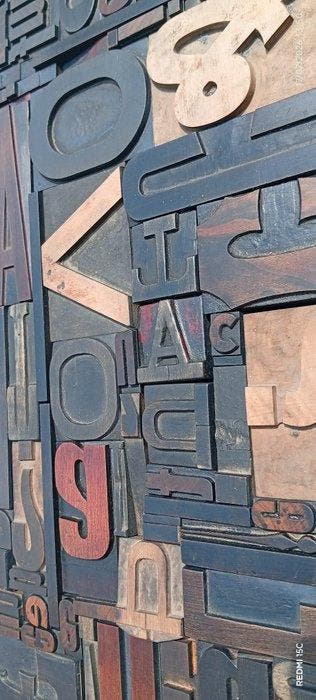 Drukblokken - Lade met oude lettertypen - Italië -