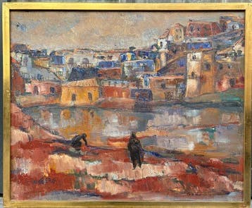 Jacques Winsberg (1929–1999) - Paysage Village méditerranéen, Antiquités & Art, Art | Peinture | Classique