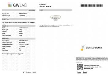 Zonder minimumprijs - Ring - 14 karaat Witgoud - 0.70ct. tw.