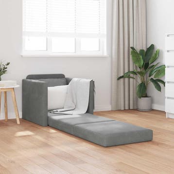vidaXL Slaapbank / zetel Donkergrijs 74 x 77 x 81 cm Fluweel, Verzenden