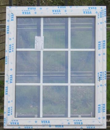 pvc raam , chassis , venster 117 x 143 wit / zwart ral 9005, 75 tot 150 cm, Kunststof, Raamkozijn, Nieuw