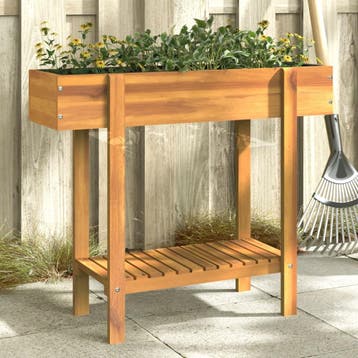 vidaXL Plantenbak verhoogd 90x30x75 cm massief acaciahout, Verzenden
