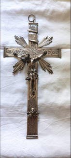 Antiek Crucifix - .833 zilver - 1750-1800 - Argentiere, Antiek en Kunst