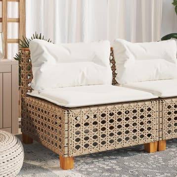vidaXL Tuinbank zonder armleuning met kussens poly rattan, Verzenden