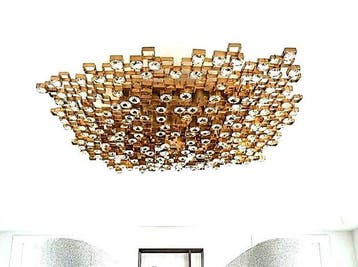 Plafondlamp - Gouden brons & kristallen - Grote plafondlamp