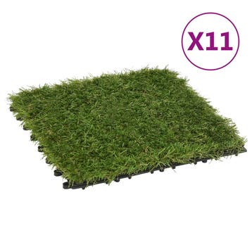vidaXL Kunstgrastegels 11 st 30x30 cm groen, Verzenden, Nieuw