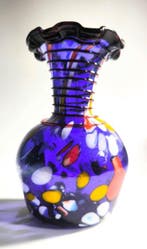 Vaas - Glas - Vintage Gerimpelde Rand