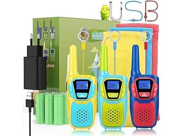 Veiling - Set v 3 Accu Walkie-Talkie Fun-colours—Kids, Telecommunicatie, Nieuw