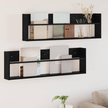 vidaXL Tijdschriftenrek 2 st Zwart Eiken 100 x 12 x 30 cm, Verzenden