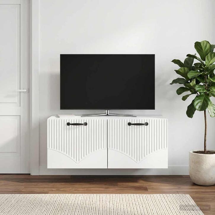 vidaXL Wandmontage TV-kast Wit 78,5 x 31 x 30 cm Bewerkt, Maison & Meubles, Armoires | Mobilier de télévision, Envoi