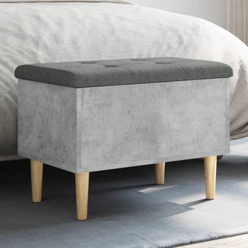 vidaXL Opbergbankje 62x42x46 cm bewerkt hout betongrijs, Verzenden, Nieuw