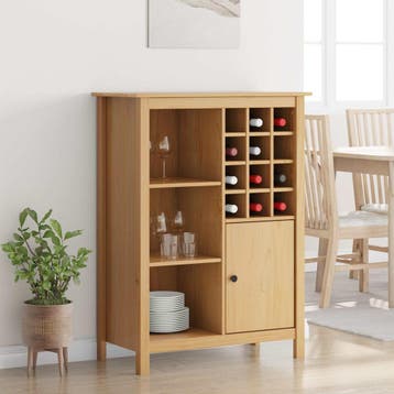 vidaXL Wijnkast HILL Honing bruin 79.5 x 40 x 107.5 cm, Huis en Inrichting, Woonaccessoires | Wijnrekken, Verzenden, Nieuw