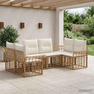 vidaXL Buiten bank set 6 st Natuurlijk en Crème Wit, Tuin en Terras, Verzenden, Nieuw
