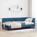 vidaXL Hoek Bed Frame met hoofdeinde Blauw 100 cm x 200 cm, Verzenden, Nieuw