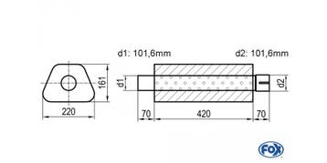 FOX Uni-geluiddemper trapezium met mof - verwerking 644 220x, Verzenden