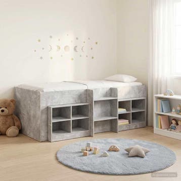 vidaXL Loft Bed Frame met Kast met plank 3 st Betongrijs, Verzenden, Nieuw
