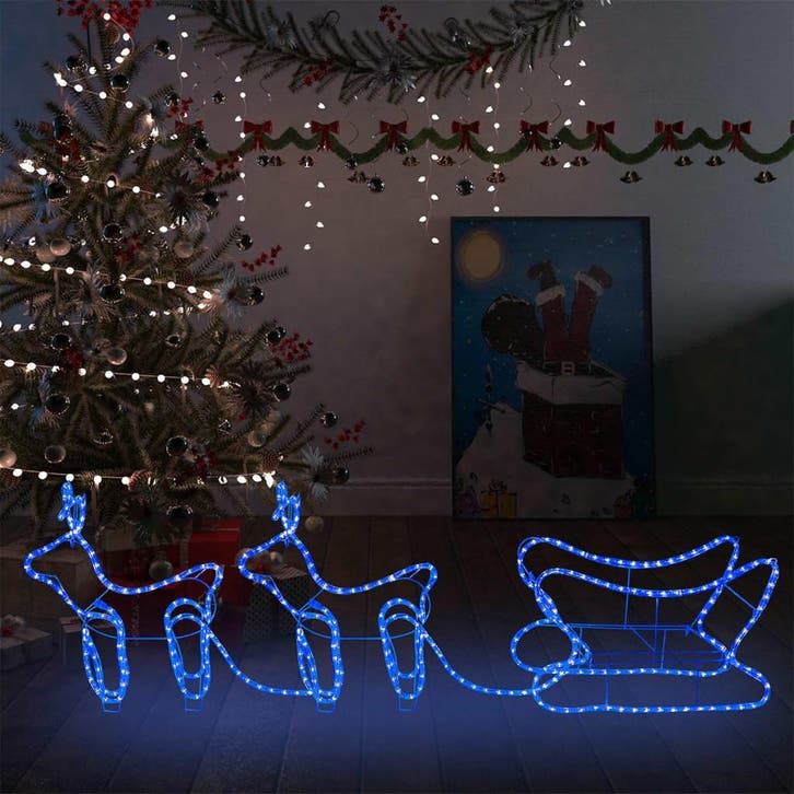 vidaXL Buitenkerstversiering rendier en slee 576 LEDs, Divers, Noël, Envoi
