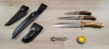 Léopard - Tafelmessenset (8) - Staal, Hout, Leder