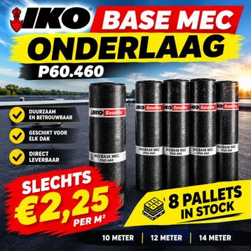 IKO Onderlaag Base Mec | € 2,25/m² excl, Doe-het-zelf en Bouw, Ophalen, Overige materialen, Overige kleuren, Nieuw