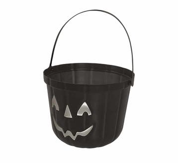 Zwarte Halloween Snoep Emmer Pompoen 20cm, Verzenden, Nieuw
