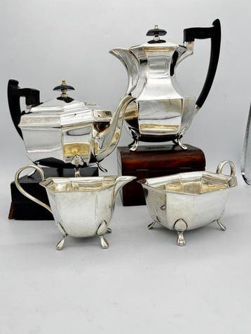 4-Piece Vintage Sheffield Silver-Plated Tea & Coffee Set -