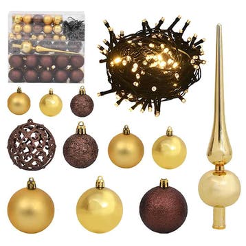 vidaXL 120-delige Kerstballenset met piek en 300 LEDs goud, Verzenden